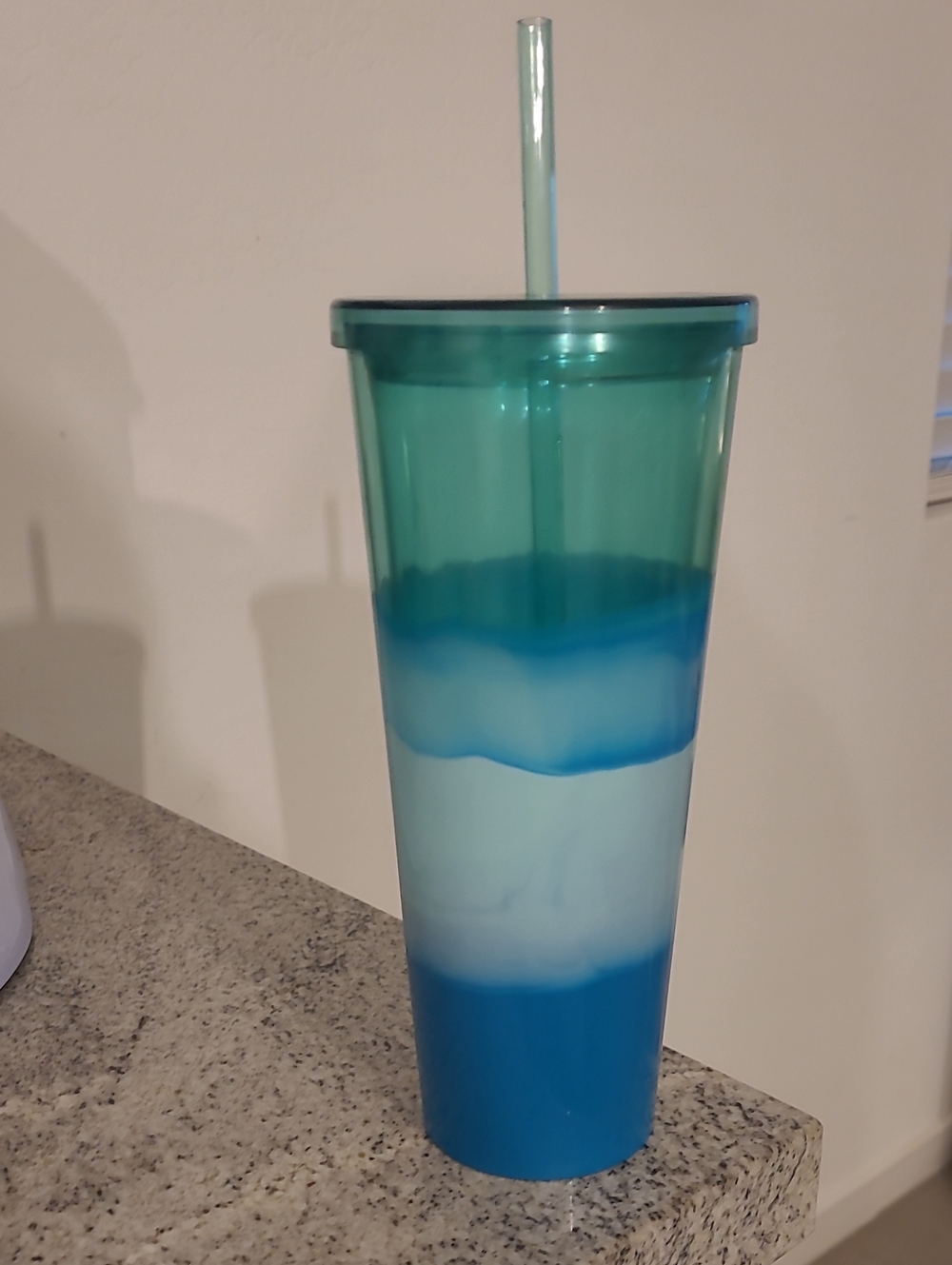 Blue Gradient Reusable Travel Tumbler with Straw